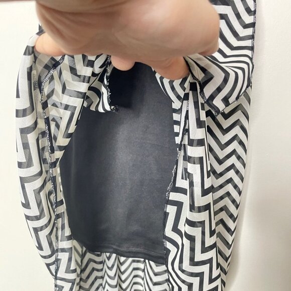 Guess Y2K Small Black White Strapless Sweetheart Flowy Chevron High Low Dress - Picture 4 of 9